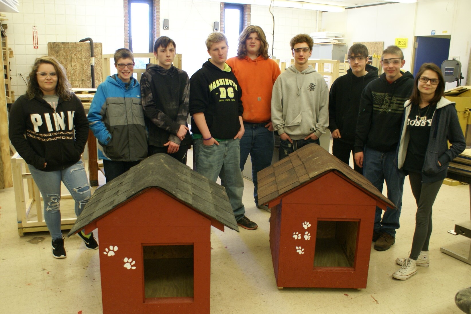Career Center Builds Dog Houses For Animal Shelter